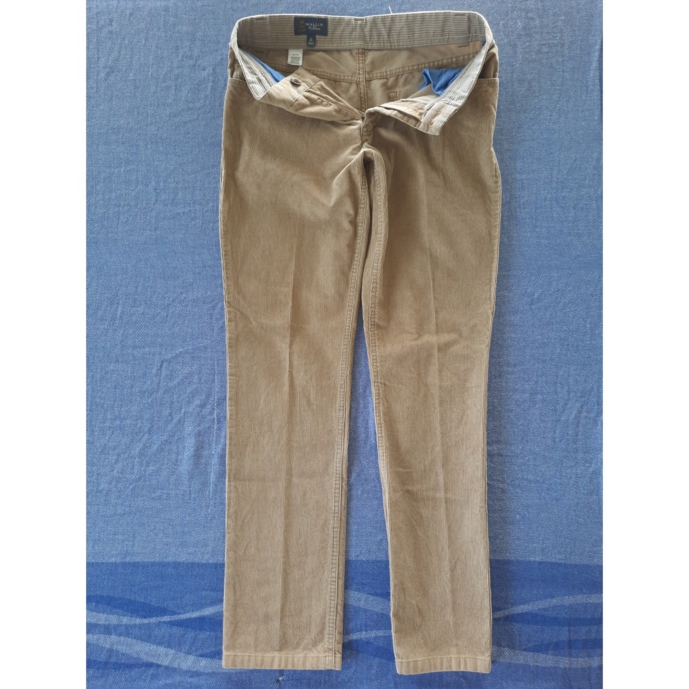 Wallin & Bros Mens Tan Corduroy Pants Straight Leg Khaki Cotton Trousers 30x31